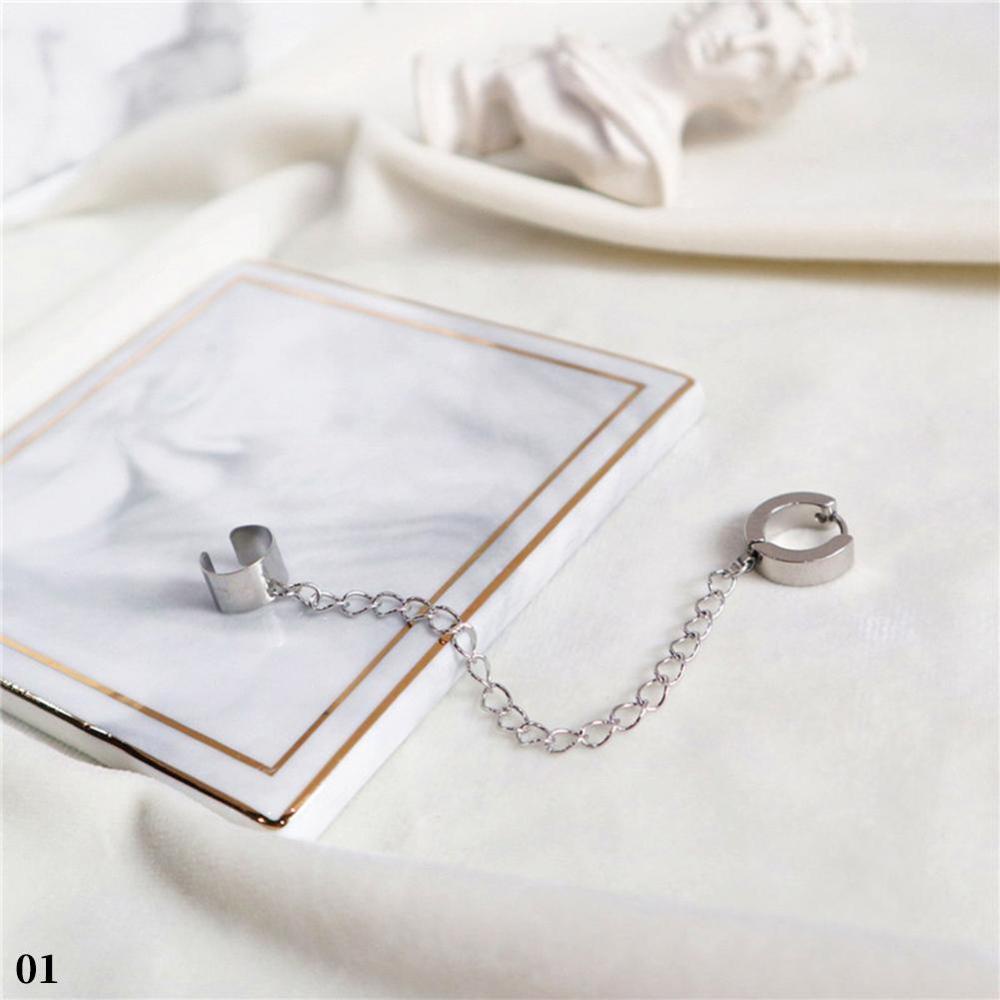 Timekey Anting Tusuk Rantai Stainless Steel Gaya Punk Untuk Wanita A3K6