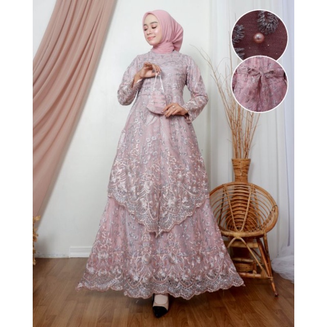 Gamis Tile Bordir|Gamis Tile Runcing|Gamis Tingkat Tile|Gamis Pesta Jumbo|Gamis Kondangan Mewah|Gamis Kebaya Brukat Modern|Gamis Pesta Mewah|Gamis Tingkat Busui|Gamis Bordir Mewah|Gamis Brukat Mewah|-3