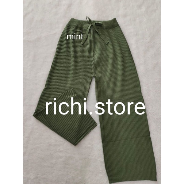 CELANA KULOT RAJUT KOREA TEBAL-Mint