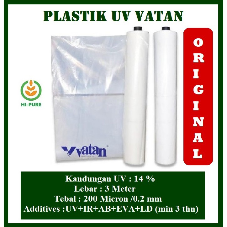 Stok Baru Plastik UV Vatan Turki 14 Persen ECERAN METERAN Lebar 3 Meter 200 Mikron Full Additive UV