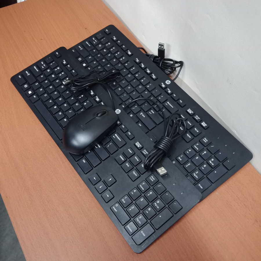 PAKET KEYBOARD+MOUSE HP CPU/PC KEYBOARD MOUSE SUPER SLIM ORIGINAL USB OPTIC LIKE NEW