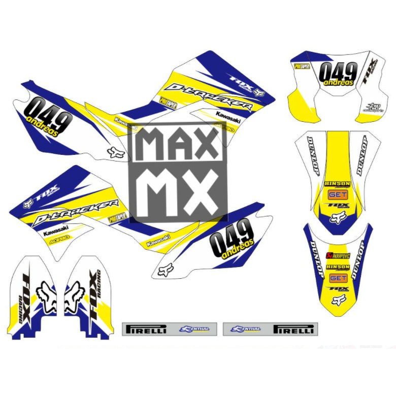 Decal Stiker KLX 150 New Dtracker Dekal Variasi Sticker Striping costum Full Body kuning 040