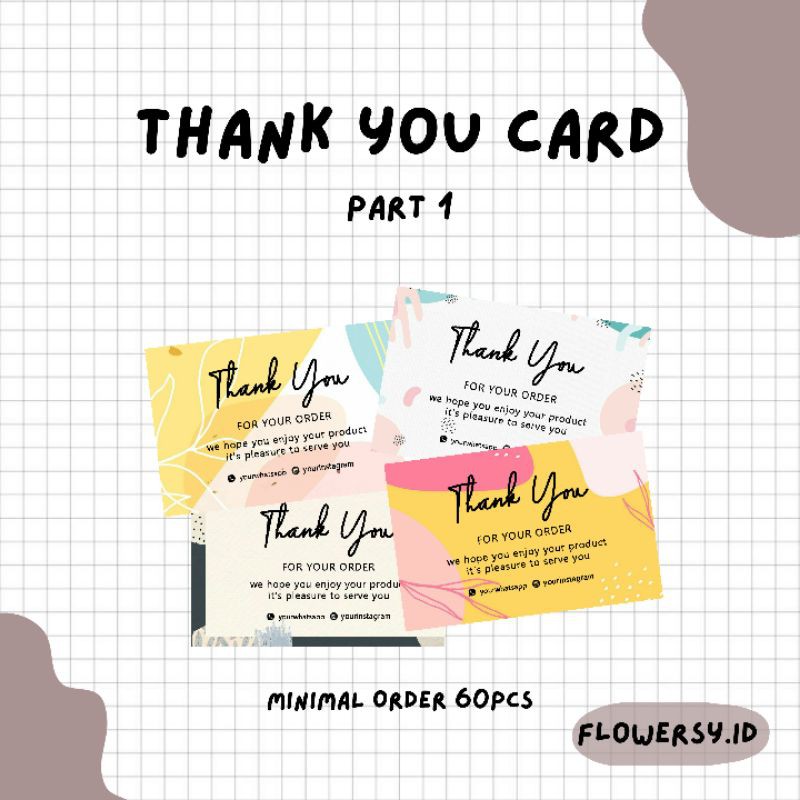 THANK YOU CARD/KARTU UCAPAN TERIMAKASIH OLSHOP | Shopee ...