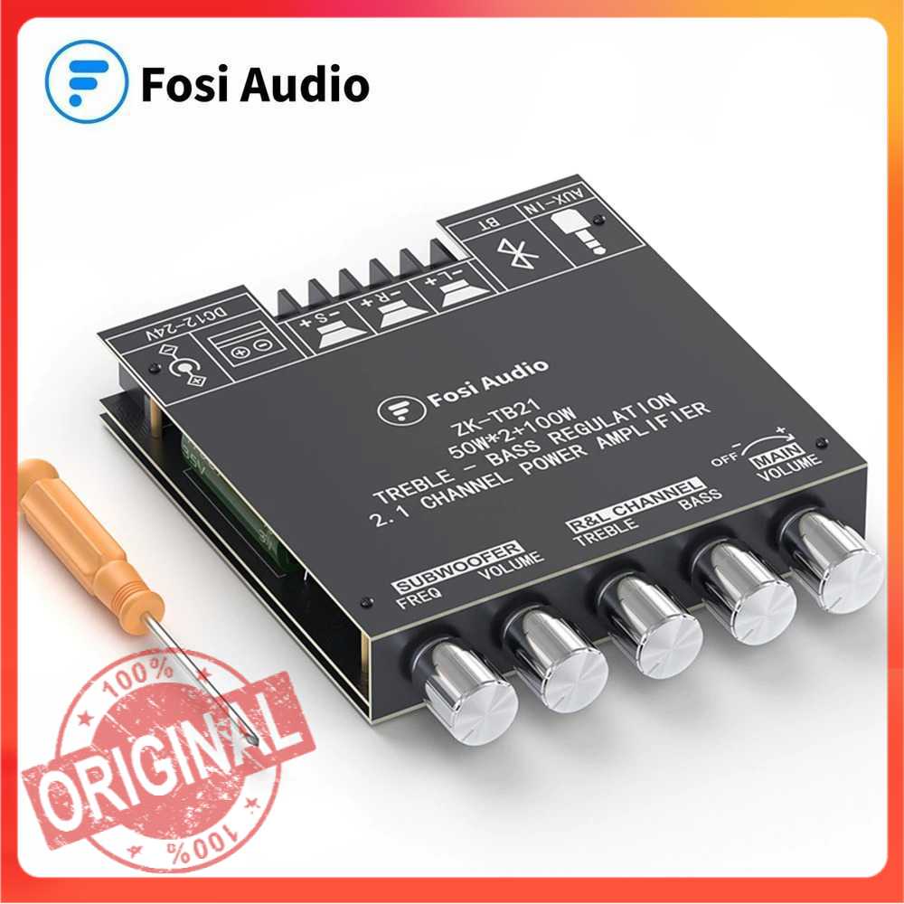 (Bisa COD)- Fosi Audio Bluetooth 5.0 Amplifier 2.1 2x50W + 100W Subwoofer - TB21