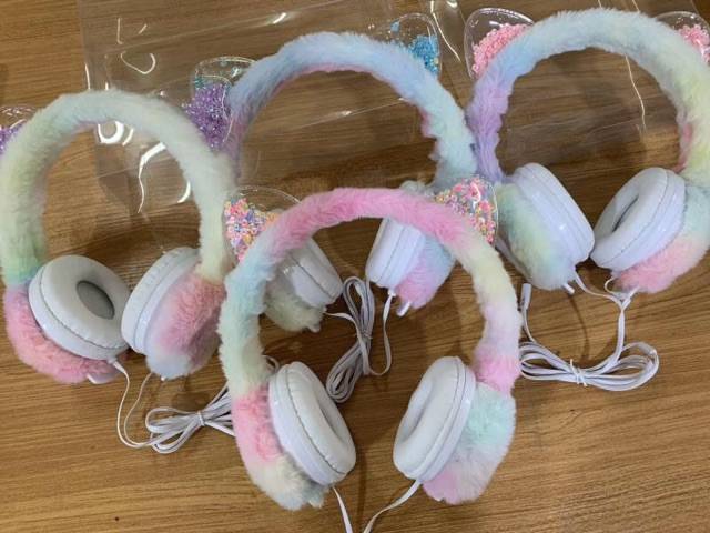 (TWS) Headphone bando for Zoom / Google meeting / - stereo headphone karakter cat and unicorn