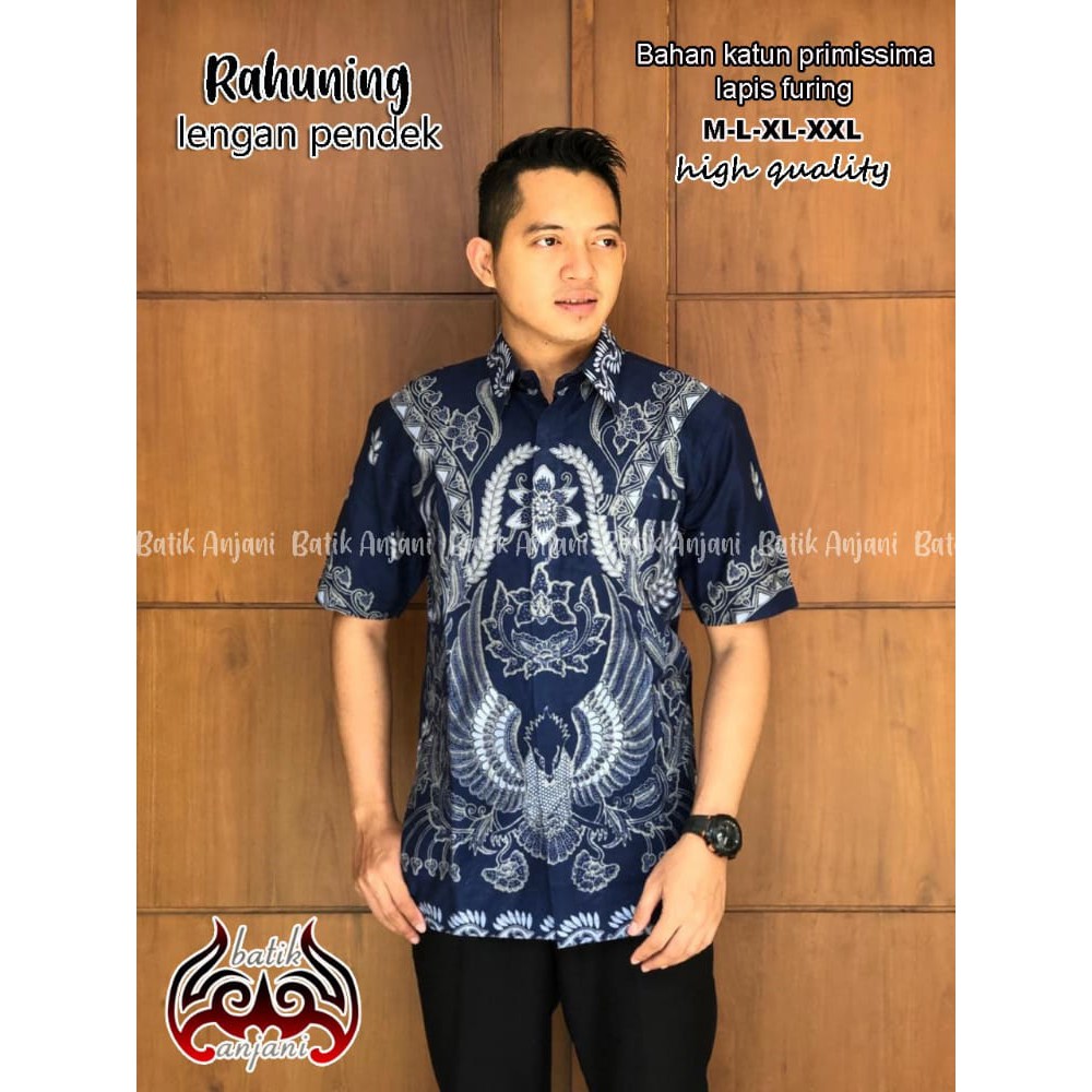 Batik Pria RAHUNING PENDEK Kemeja Full Furing Bahan Katun Primisima