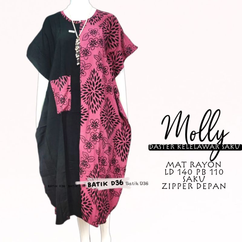 Homedress Molly Busui Friendly Homey dress Casual Rayon Premium Kelelawar Lowo Kalong Saku Depan Kantong