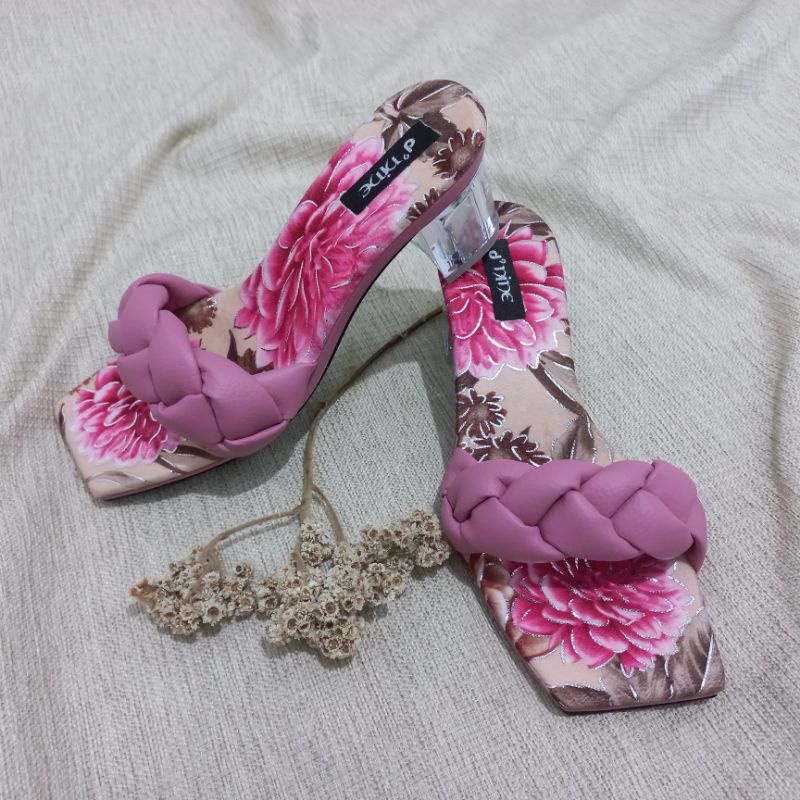 d'nine KS 13 Sandal Wanita hak kaca 5cm motif
