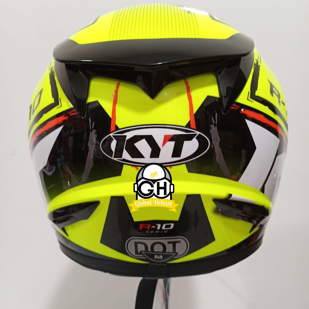 HELM KYT R10 #2 YELLOW BLACK RED FLUO R-10 #2 KYT R-10 SMOKE VISOR