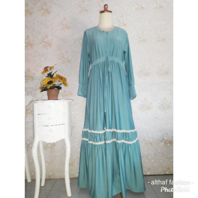 Gamis dress muslim terbaru SYAFIRA-Biru muda(wardah)