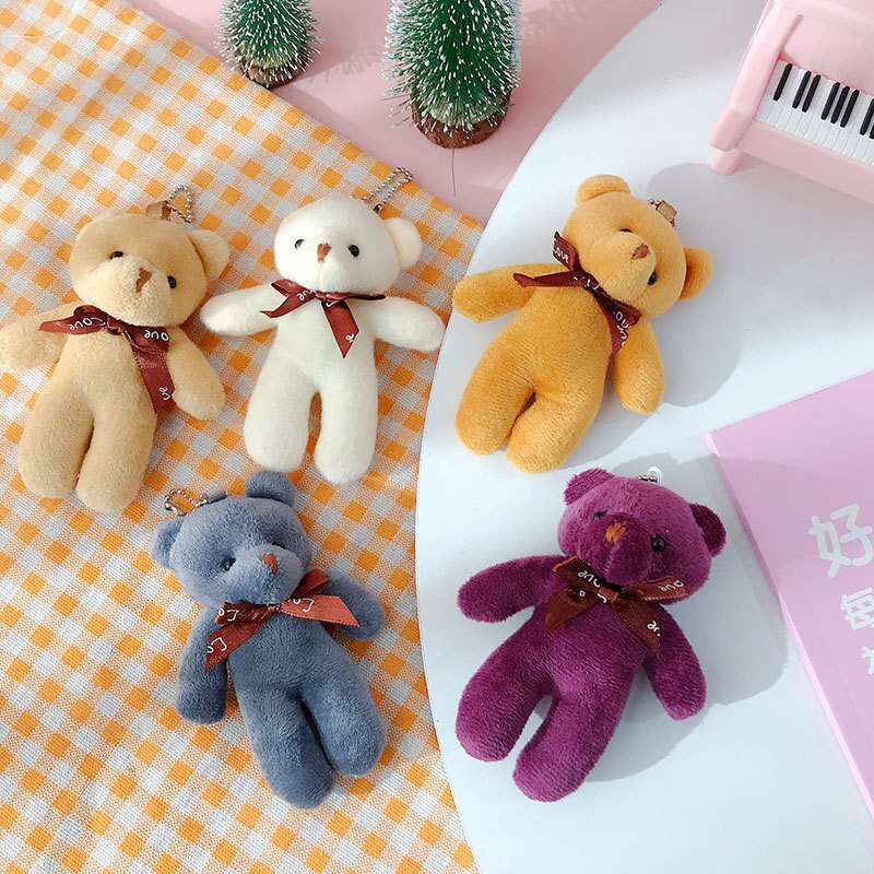 12cm Teddy Bear Plush Toy Siamese Bear Doll Bear Toy Small Gift Factory Wholesale Key Chain Pendant Gifts For Boyfriends