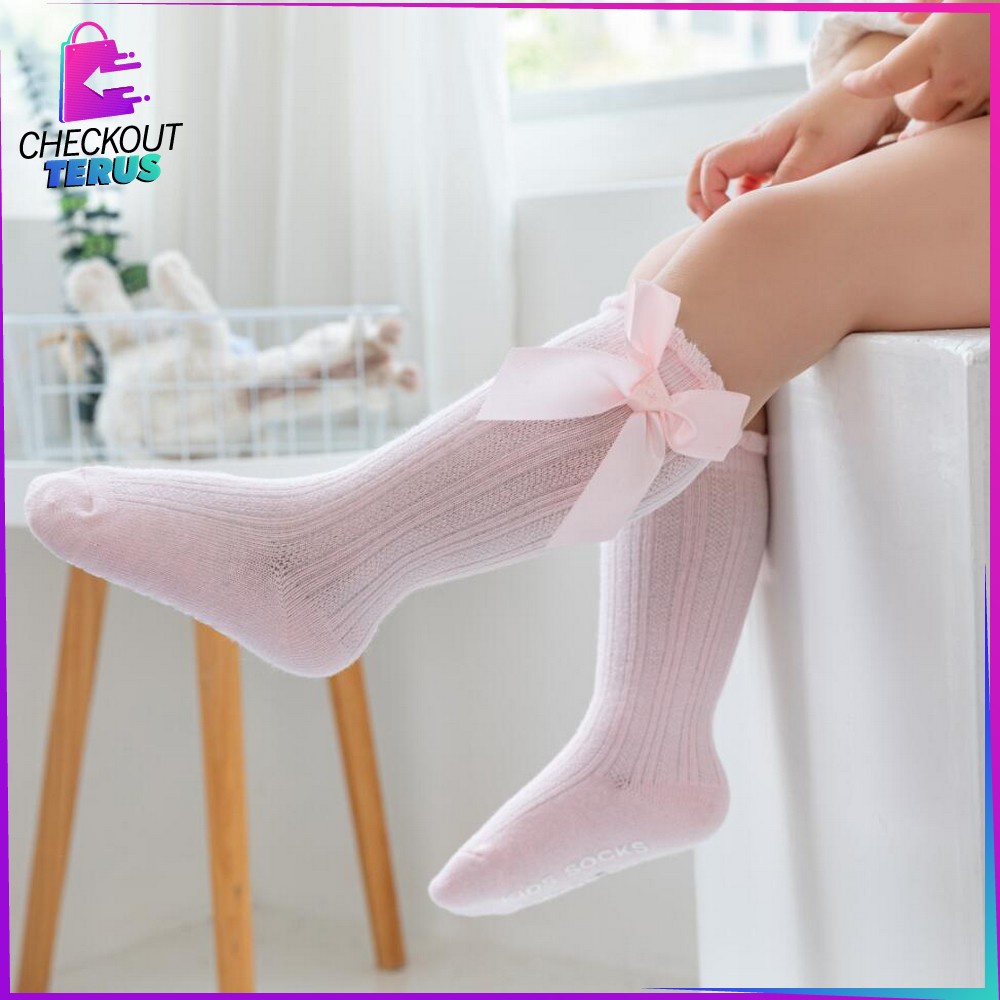 CT P89 Kaos Kaki Anak Perempuan Panjang Pita Anti slip Kaos Kaki Anak Anti Tergelincir Kaos Kaki Anak Cewek Antislip Kids Sock