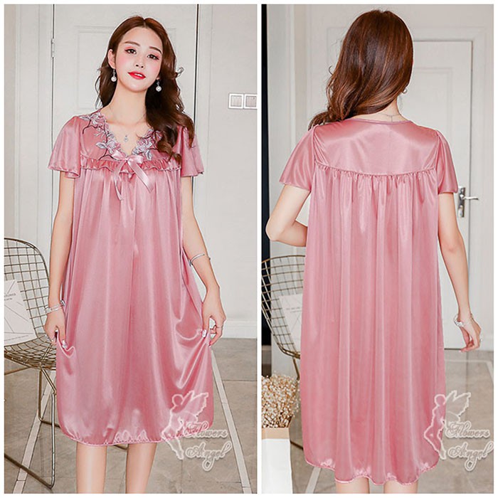 Daster Baju Tidur Wanita Satin Jumbo Big Size Sexy Sleepwear-3