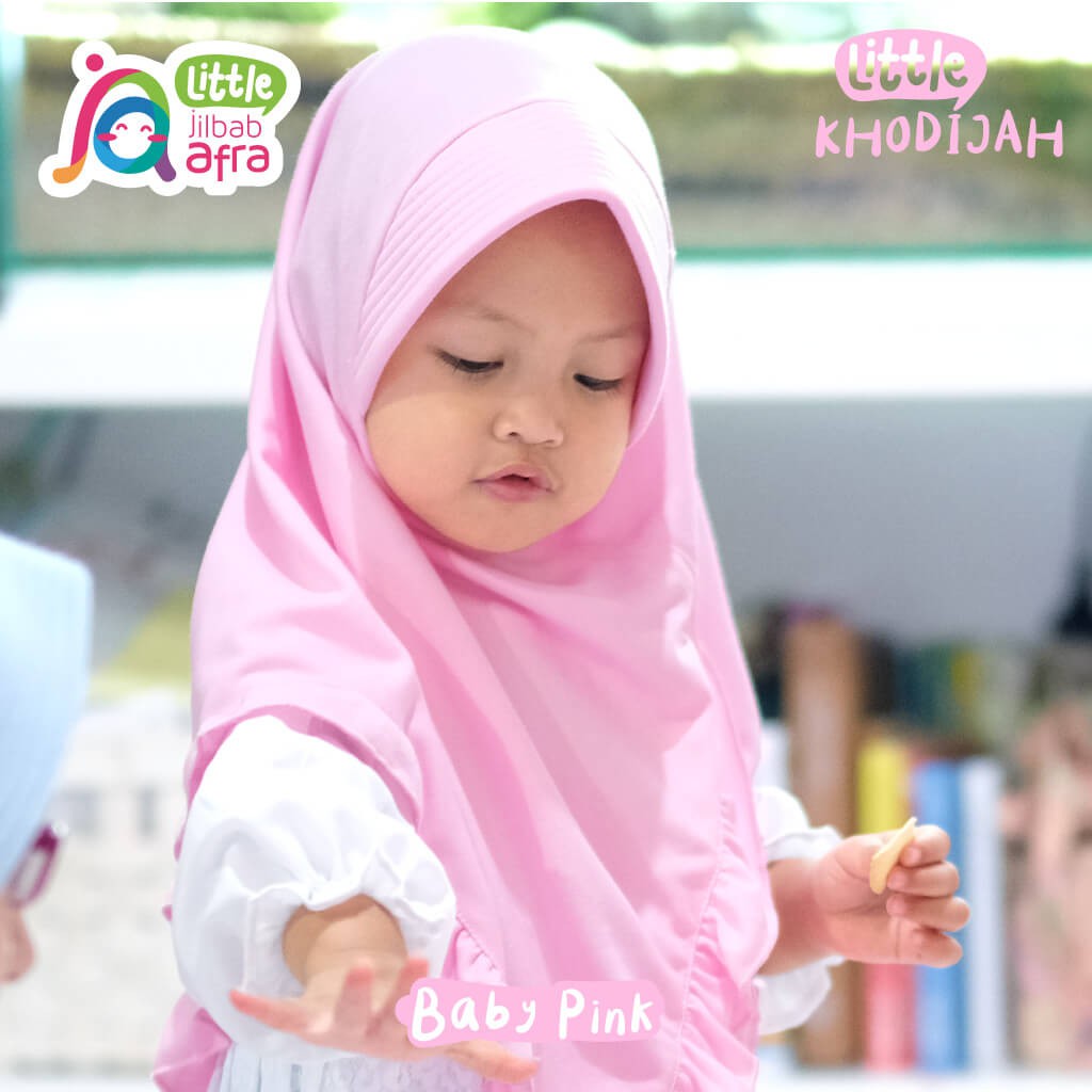 Jilbab Instan Anak Little Khodijah Baby Pink - Little Jilbab Afra - Bahan Kaos, Adem &amp; Lembut