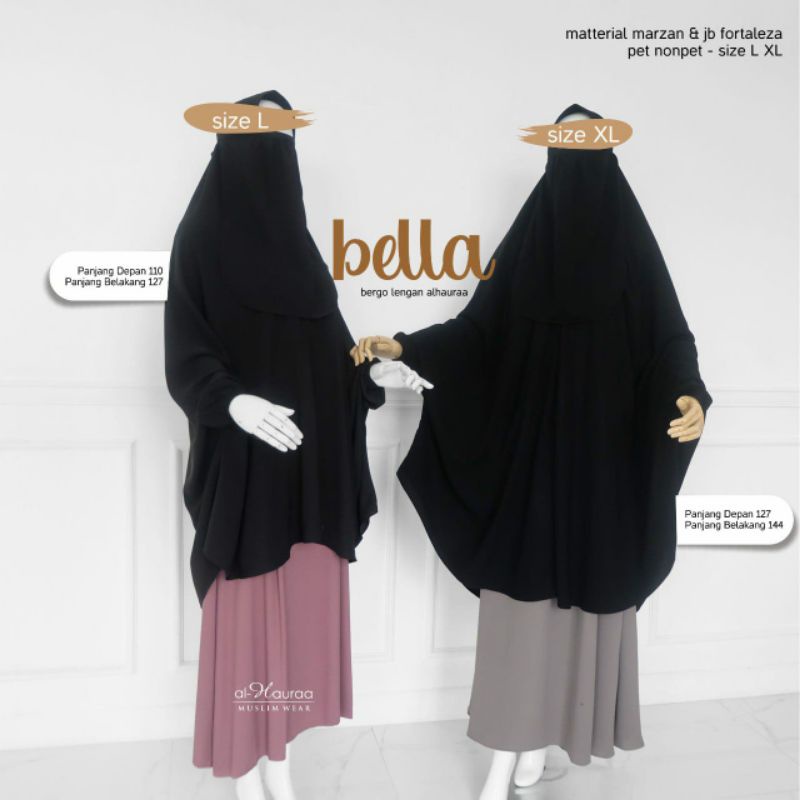 Bergo Bella by Alhauraa | bergo lengan Bella | bergo jetblack | bergo Marzan | bergo fortaleza | ber