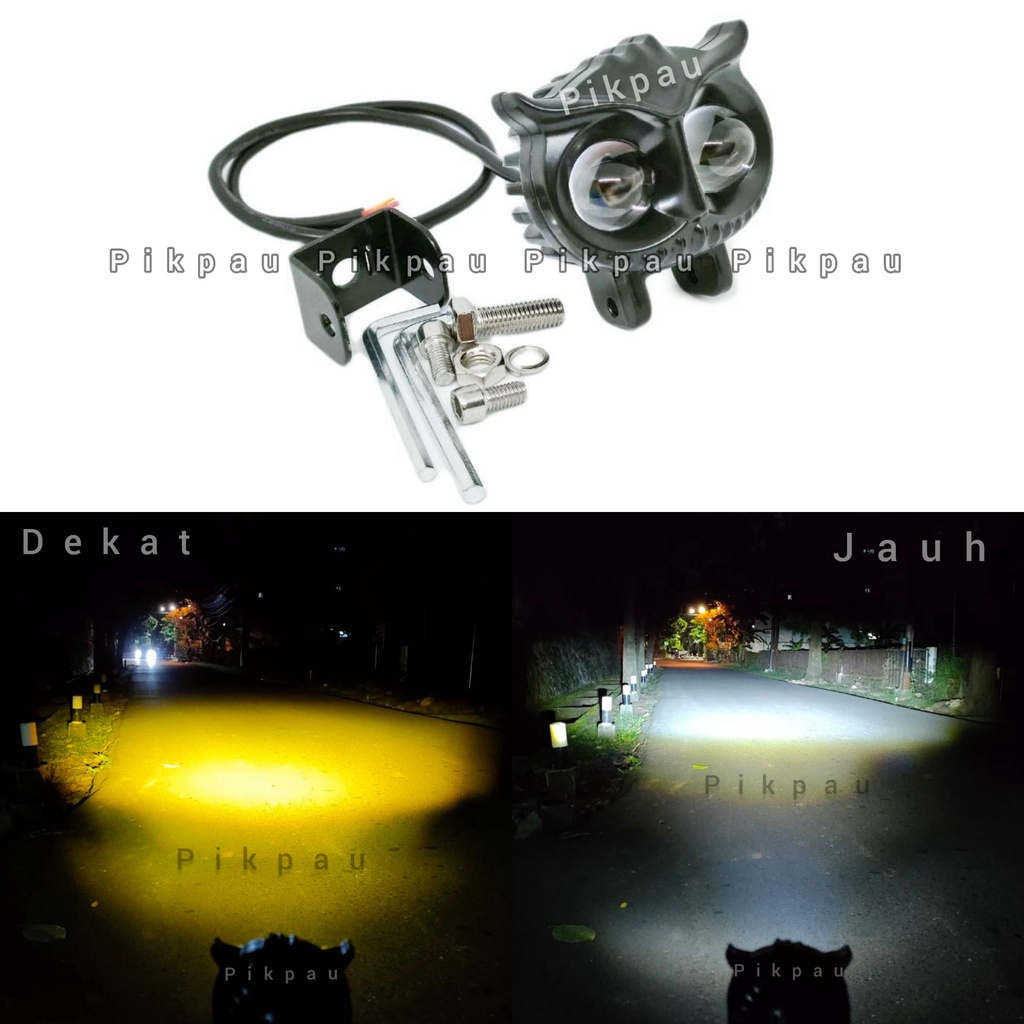 Lampu tembak Laser OWL LED 2 Mata besar Laser sorot Putih Kuning High Low Jauh Dekat Superbright dijamin Terang