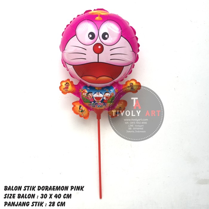 Balon Stik Doraemon Pink / Balon Stik / Balon Karakter Termurah