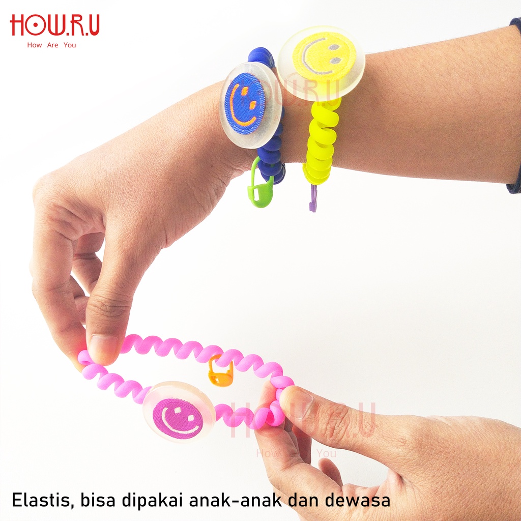 HOW.R.U | Karet Rambut Spiral Neon Hiasan Emoji / Cable Hair Ties 01021