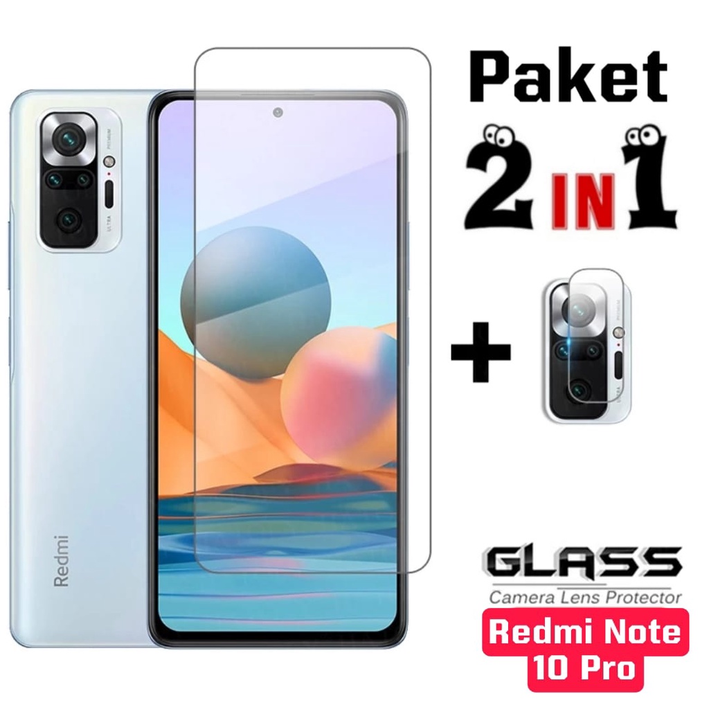 PROMO 2 in 1 Tempered Glass XIAOMI REDMI NOTE 11 4G / Note 10 Pro  / Note 10 / note 10 5G / Note 10s / Redmi 10 / Note 11 Pro + TG CAMERA Anti Gores Kaca Bening Layar