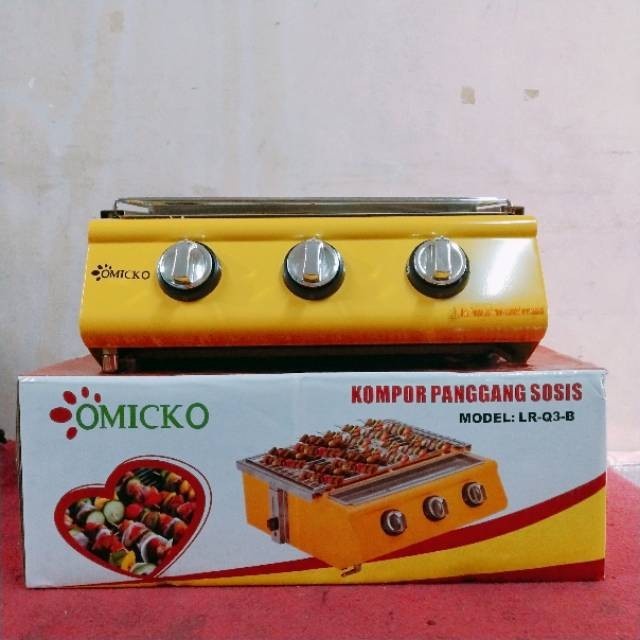 Kompor Gas Panggangan Sosis Sate 3 Tungku Omicko BBQ Grill Original