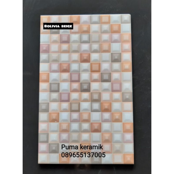 Keramik dinding 25x40 motif mozaik permukaan timbul