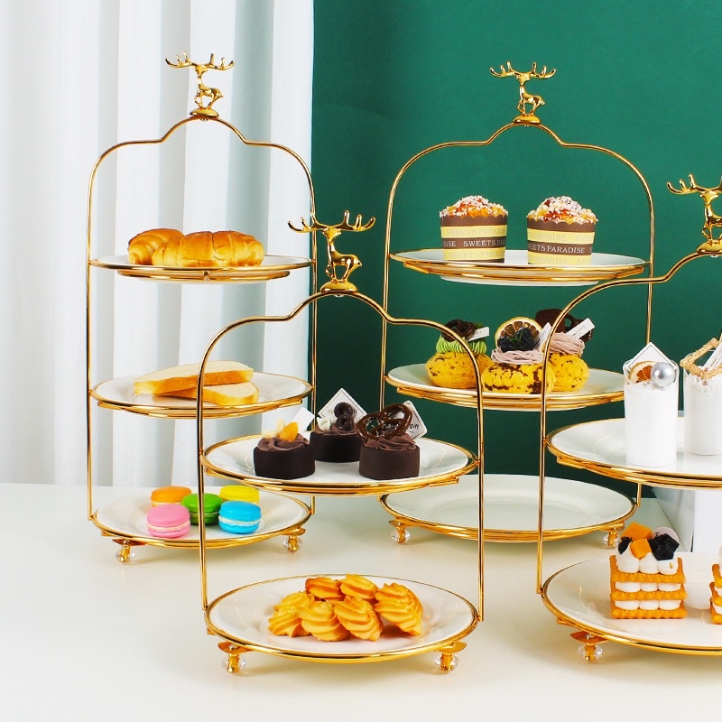 Luxury Deer Fruit Tray Tier  CAke/ Gold / Pajangan Mewah Rumah / Alas Kue Cake Tray Rack / Rak