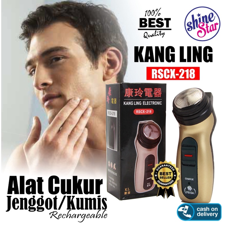 SHINE STAR - [COD/BAYAR DITEMPAT] Alat Cukur Jenggot Elektrik - Shaver KANG LING Electronic RSCX-218 / NS 216 Rechargeable Alat Cukur Kumis dan Jenggot Brewok / Alat Cukur Rambut Happy King - Warna Random