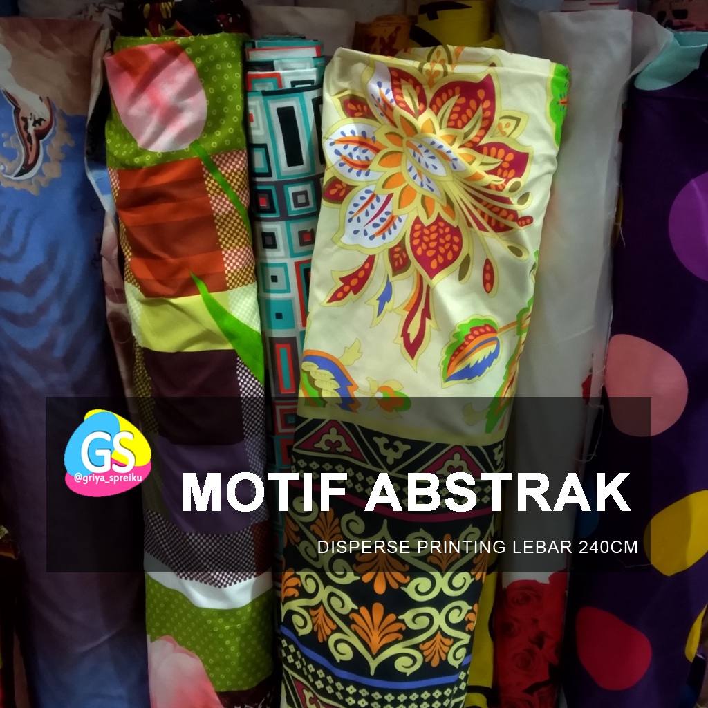 Bahan Kain Sprei Meteran Katun Microtex Disperse Motif Abstrak | Griya Spreiku