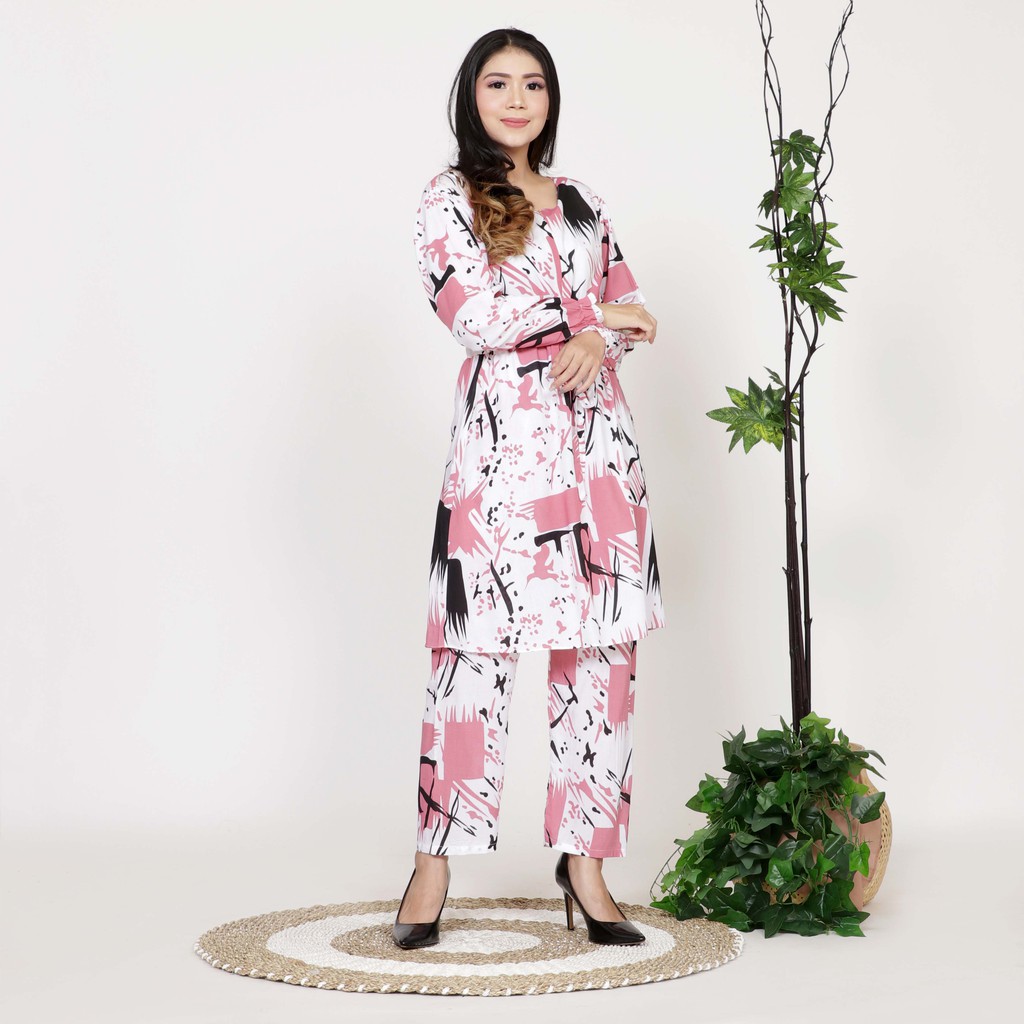 ZAYA - STELAN ONE SET RAYON WANITA JUMBO/ SETELAN MOTIF ABSTRAK  SIZE XL, 3XL, 8XL