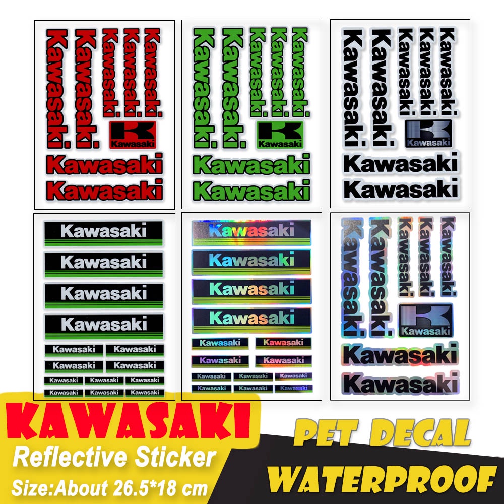 ❤READY STOCK❤ Kawasaki Reflective Sticker Laser Decal Helmet Decoration Motorcross Motorcycle Decals