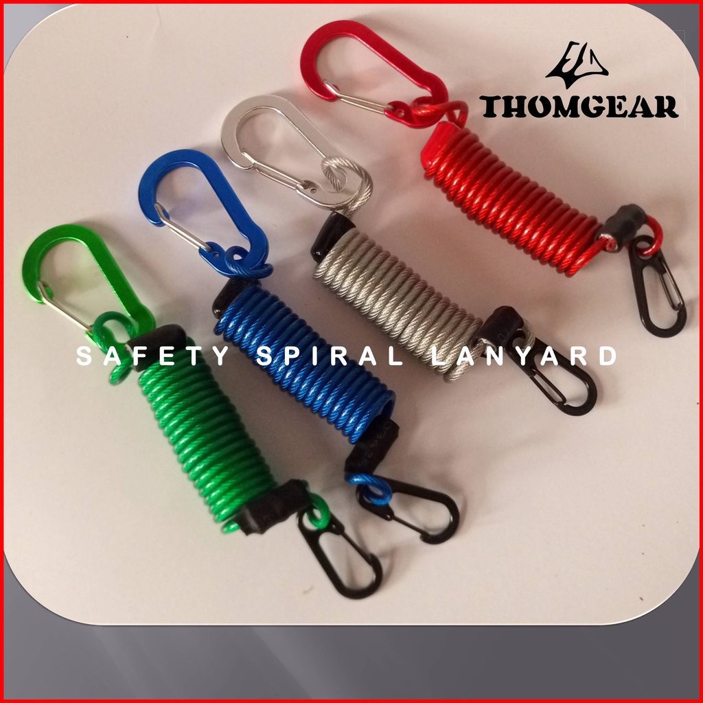 Tali Pengaman Carabiner Gantungan Kunci Spiral Lanyard Besar dan Kecil Custom Untuk Kunci Ratchet Pistol Kontak Motor Mobil Elastis Bahan Kawat Sling Lanyard 06