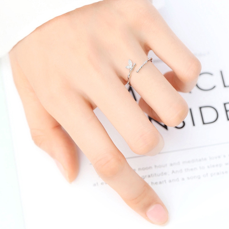 Cincin Kasual Ring Kuncup Bambu Zirkon Pembukaan Disesuaikan Wanita Perhiasan Rings Women Jewelry