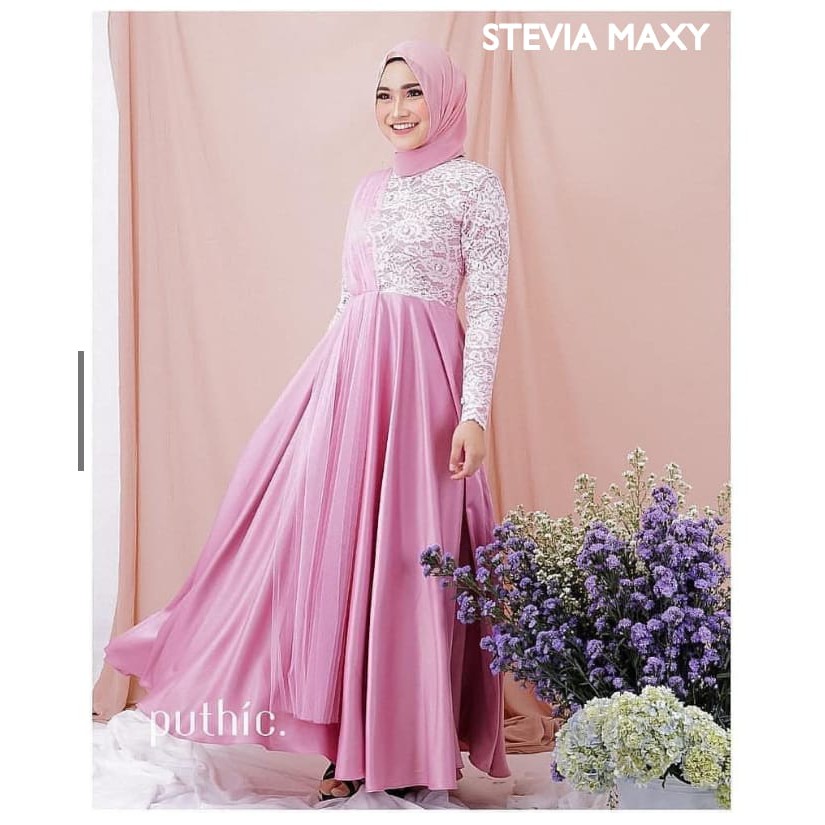 STEVIA DRESS Bahan Velvet Pakaina Wanita Gamis Panjang Terusan Gamis Wanita Dress Mulim Terbaru