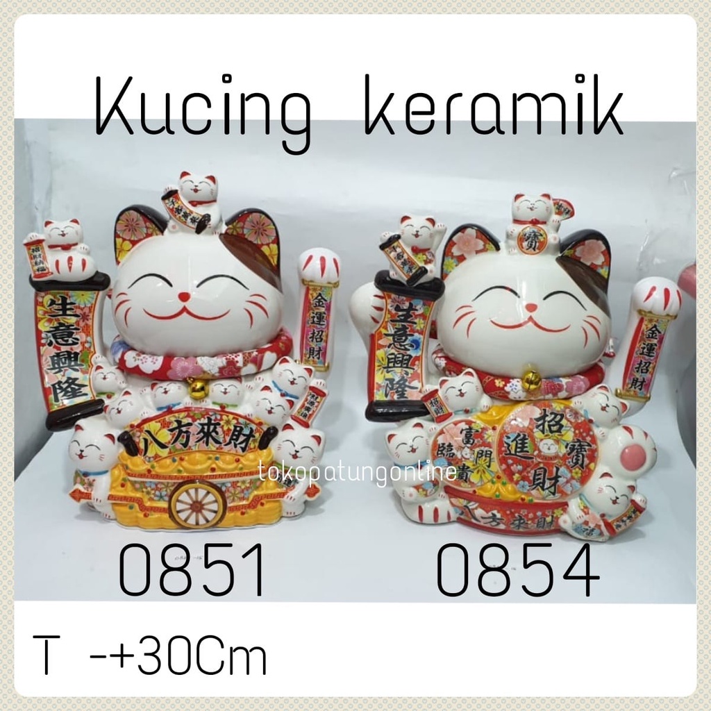 Kucing Maneko Neki Keramik Jumbo Lucky Cat Super