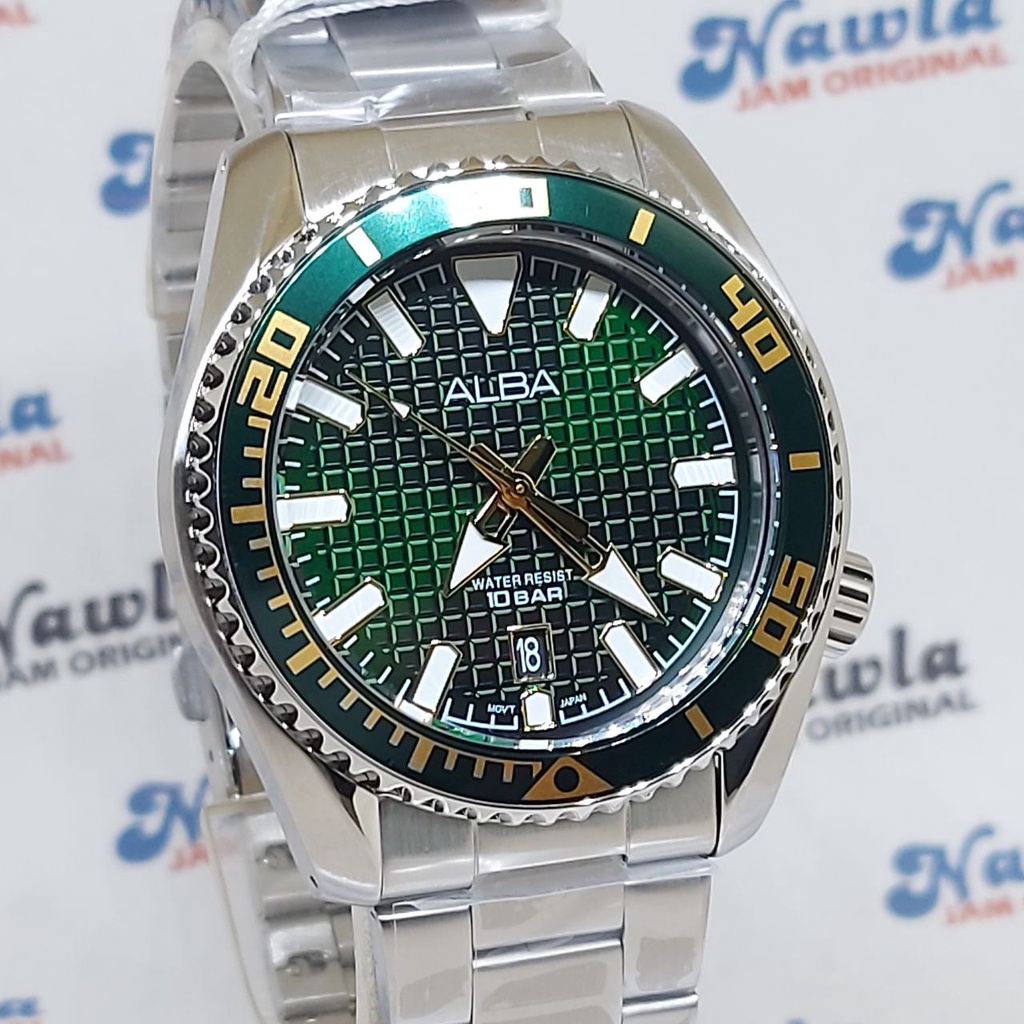 Alba Quartz AS9N95X1 Green Dial - Jam Tangan Pria AS9N95