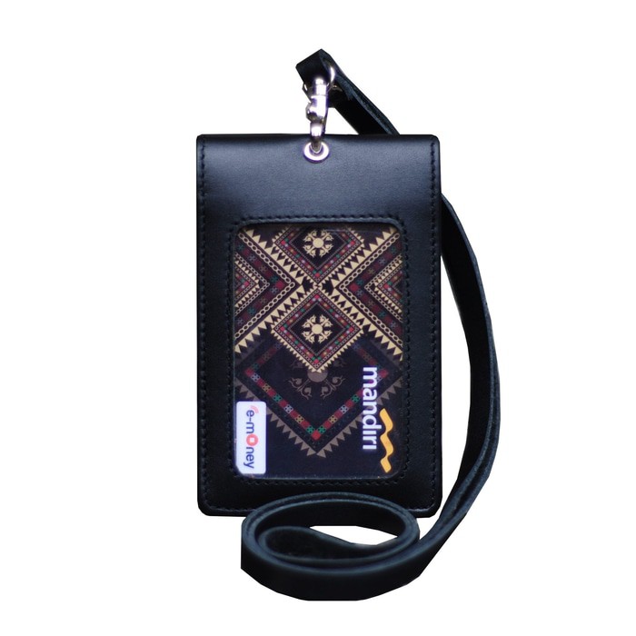

HARGA PROMO! Id Card Holder Double Flip Magnet Tali Kulit Hitam