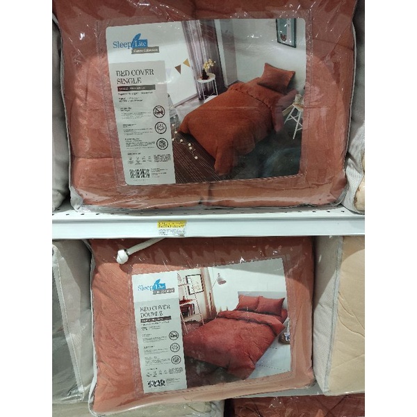 Krishome/Sleep lite set sprei&bedcover embos merah/teracota single/double