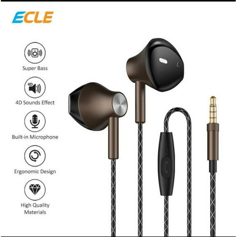 Headset Ecle EP-T6 Original Earphone 4D Super Bass Handsfree Stereo