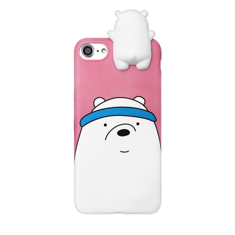 WE BARE BEARS DOLL 3D PEEP CASE For IPHONE 5 6/6S 7 8 plus X( GRIZZ, ICE BEAR , PANPAN )