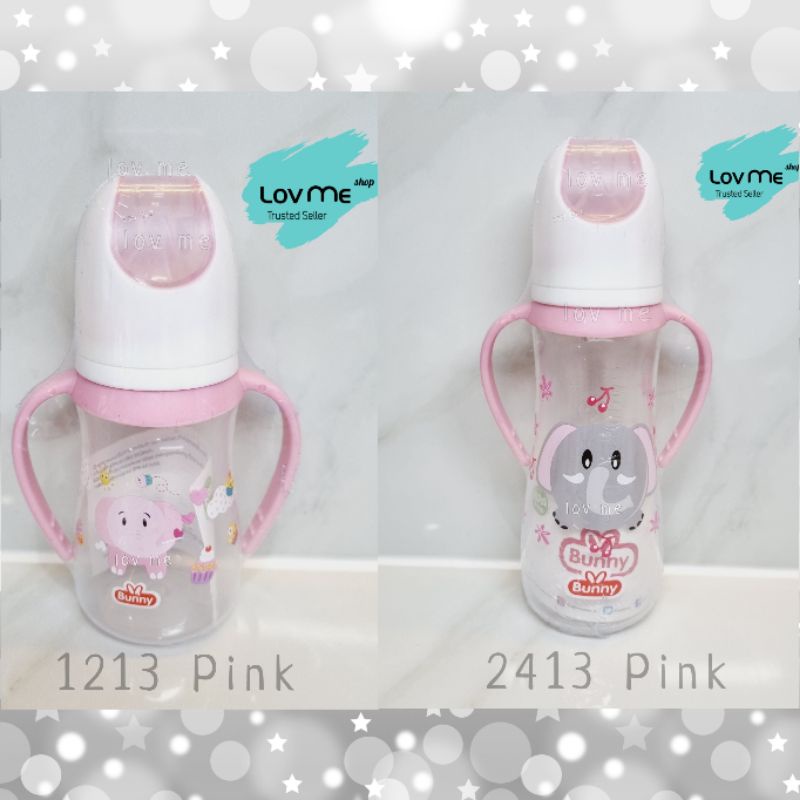 Lov Me ❤ Lusty Bunny Botol dot susu bayi standart reguler slim neck karakter animal dengan handle bukan sedotan DB1213 - DB2413 ukuran 125ml 250ml BPA FREE