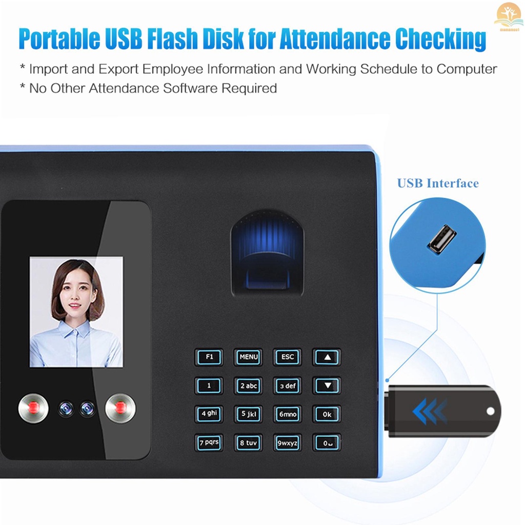 Intelligent Attendance Machine Face Fingerprint Password Recognition Mix Biometric Time Clock for Employees with Voice Broadcast Function Support Multi-language