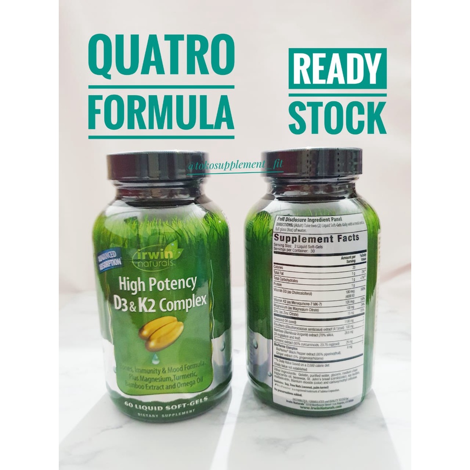 Irwin Naturals, High Potency Vitamin D-3 D3 & K-2 K2 Complex, 60 Liquid Soft-Gels