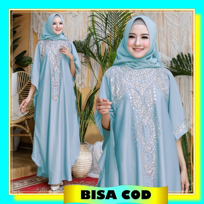 Kaptan Luna Jumbo Baju Gamis Wanita Muslim Terbaru 2022 Model Polos Bordir Kaftan Bahan Ceruty Babyd