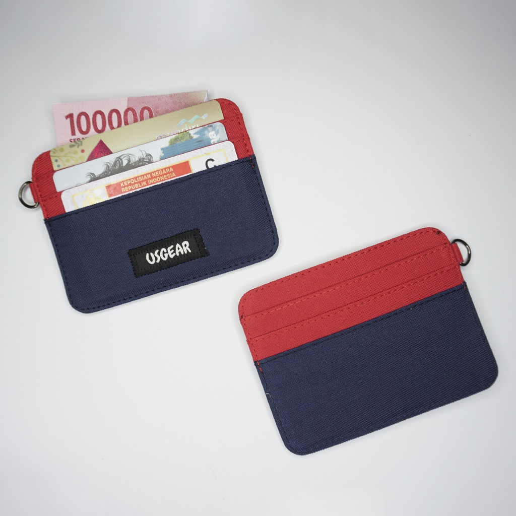 Dompet Kartu Tipis Card Wallet Simple Wallet Pria Wanita - Merah Navy UGSW0013