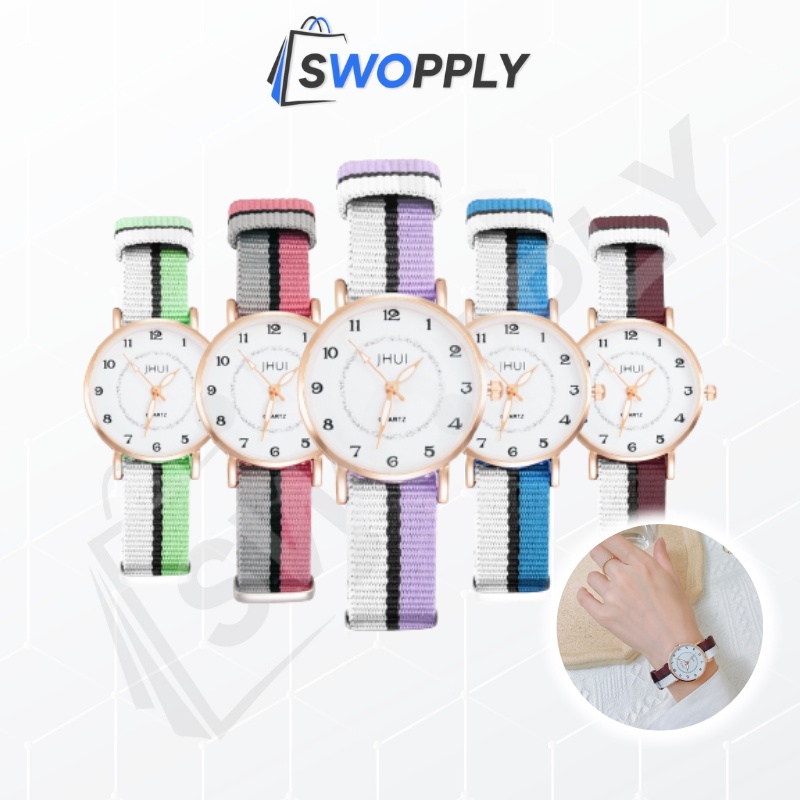 Swopply - J183 Jam Tangan Analog Watch Canvas Strip