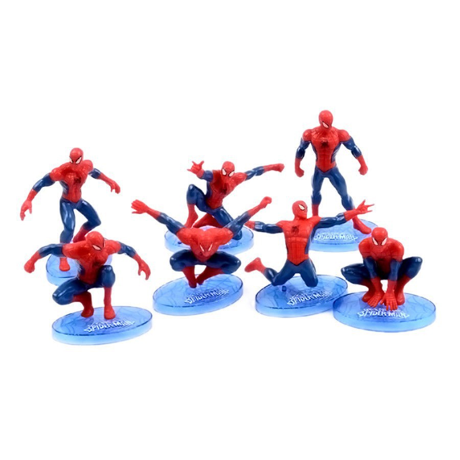 Set 7 pcs Spiderman Action Figure Mainan Anak Laki Pajangan Hiasan Kue