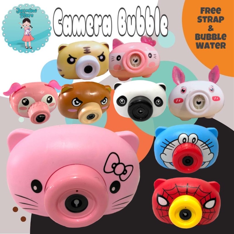 Camera Bubble Music Lampu Banyak Model/Mainan Bubble Kamera Sabun/Free Sabun dan Strap