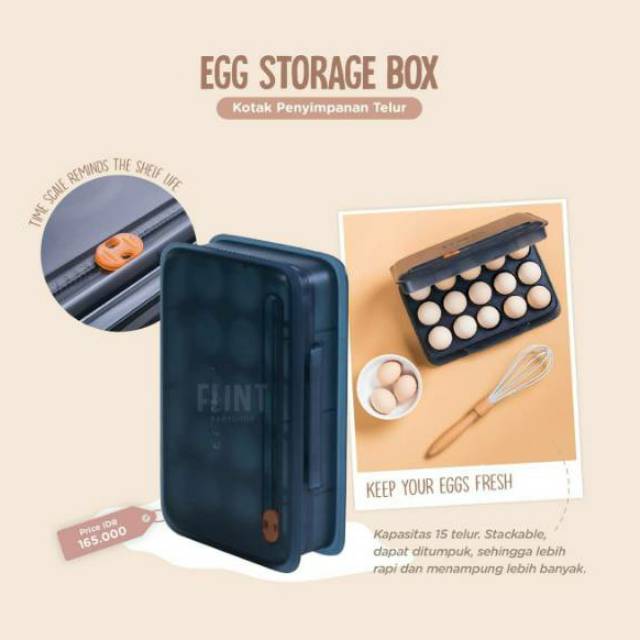 Egg storage box tempat simpan penyimpanan telur dengan tanggal 15 eggs 15 butir biji