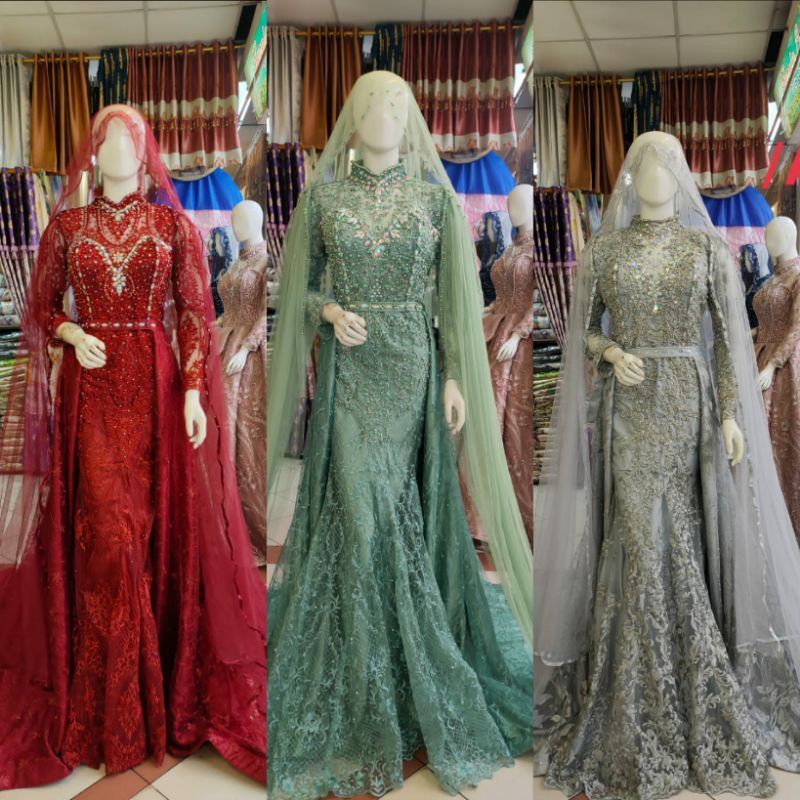 NEW GAUN PENGANTIN BEREKOR MODERN//GAUN SLIM DUYUNG MODERN//GAUN