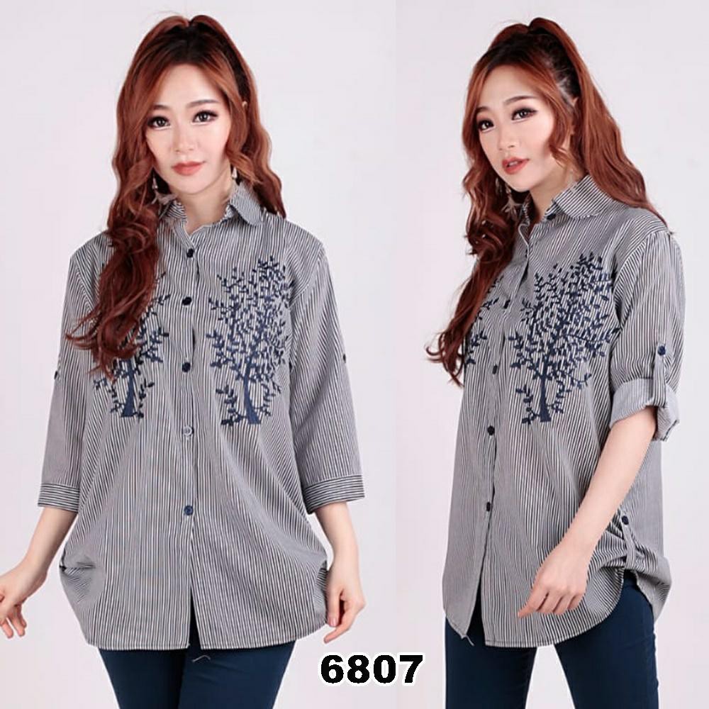 WSE390 - Kemeja Wanita Jumbo Oversize TINGTING XXXL / Kemeja Wanita Sablon Bordir / Atasan Wanita Jumbo 3XL / PREMIUM QUALITY